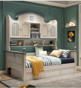 儿童床男孩衣柜一体实木榻榻米省空间多功能儿童房组合储物衣柜床