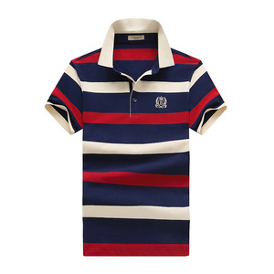 国际品牌大条纹男士t恤青年夏季短袖polo衫丝光棉宽松名牌男装t血