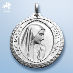 法国s925纯银名工匠作品祈祷的圣母玛利亚立体浮雕简约男女吊坠