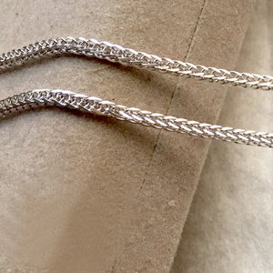 纯银925镀白金防氧化结实编织结构4550cm55cm60cm银链做旧款