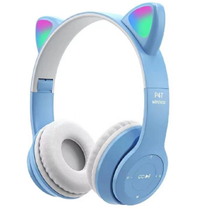 P47M猫耳朵发光头戴式蓝牙耳机卡通网红可爱通用手机无线蓝牙耳机