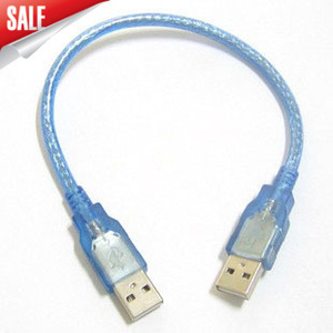 0.3米蓝色USB公对公移动硬盘数据线全铜两头公电脑对连接对拷线