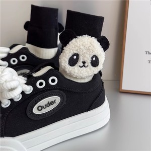 熊猫袜子女立体黑白拼色卡通玩偶可爱个性创意带装饰原创雪地靴袜