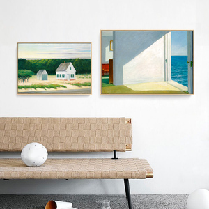 靠海的房间 爱德华霍普欧式抽象艺术装饰画现代简约挂画餐厅壁画