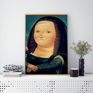q萌胖版蒙娜丽莎画像玄关装饰画创意小众画客厅卧室恶搞大师挂画