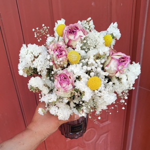 满天星黄玫瑰干花花束苏醒混搭紫色云南天然风干真花家居装饰摆件