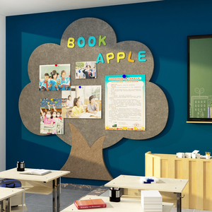 毛毡照片展示班级公告栏许心愿树墙贴互动文化教室布置黑板报装饰