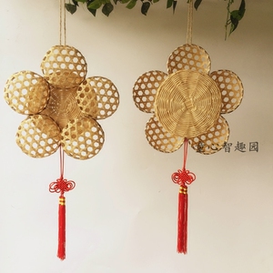 幼儿园学校空中走廊吊饰农家乐装饰diy梅花竹制品挂饰竹编竹篓竹