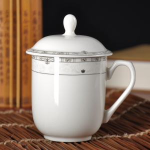 办公室茶杯陶瓷杯子带盖会议杯家用酒店景德镇个性骨瓷泡茶杯水杯