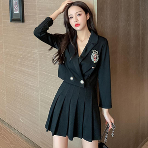 jk制服夜店套装女秋冬职业足浴技师工装气质减龄遮肚子短裙两件套