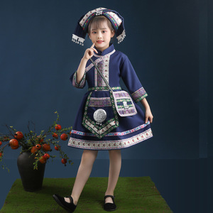 广西三月三少数民族风儿童男壮族服饰女中大童传统民族演出服套装