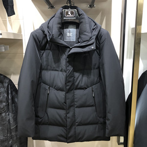 百天奴20327男装羽绒服中长外套商务保暖冬装拆卸连帽羽绒棉男衣