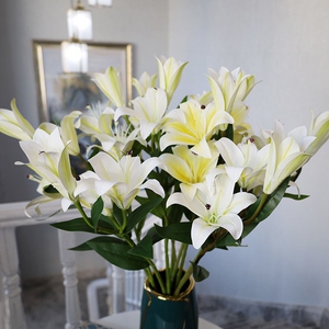 仿真手感香水百合永生假花艺客厅餐桌摆设落地花瓶装饰插花束套装