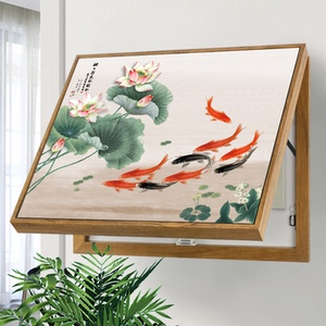 新中式电表箱装饰画免打孔九鱼图风水配电箱遮挡电闸盒电源总开关
