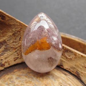 天然巴西七彩草莓晶多面体水晶晶山赤铁矿晶中晶水晶吊坠特色矿标