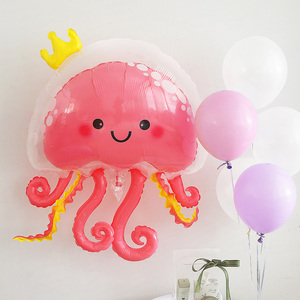 球中球水母章鱼气球泡泡水母立体双层海底气球爆款三色混搭飘空球