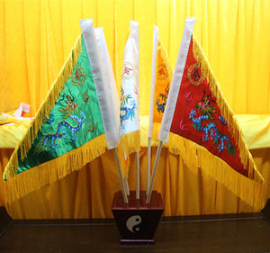 道教法器破关旗双面刺绣五色龙旗太极八卦斗招财进宝风水摆件旗