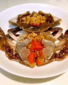 宁波特产红膏蟹 呛蟹咸蟹炝蟹 醉蟹梭子蟹螃蟹海鲜即食10只装包邮