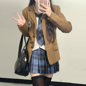 兔姬舍jk制服西服女春秋季原创款学院风驼色西装套装少女外套全套