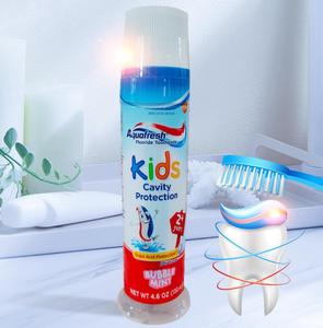现货！原装进口 Aquafresh三色牙膏直立按压式儿童含氟牙膏130.4g