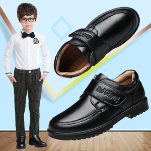 00买卖商贸淘宝童鞋男童小皮鞋黑色真皮软底中大童学生英伦风透气表