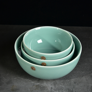 微瑕龙泉青瓷福字吃饭碗泡面碗中式陶瓷家用纯色大碗汤碗菜碗深碗