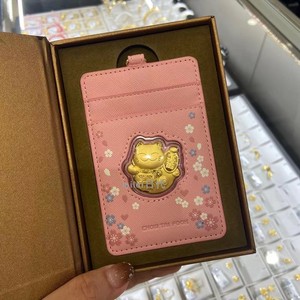 周大福 日本限定 代购 招财猫卡包 24k黄金
