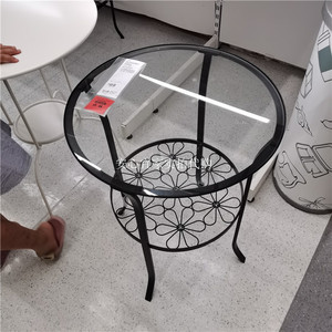 6宜家克林斯伯圆形简约玻璃小圆边桌茶几边几国内代购直径49高60