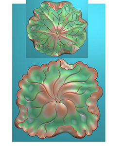 木雕荷叶茶盘杯垫精雕图浮雕灰度电脑雕刻图茶垫茶杯垫子圆形门花