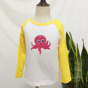 童装男童春装纯棉八爪鱼打底衫儿童宝宝长袖圆领t恤章鱼图案衣服