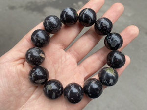 天然梅花玉手链 洛阳安山岩梅花佛珠手串 磁疗保健男女饰品