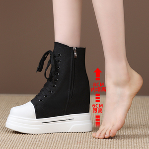 韩版帆布鞋女14厘米隐形内增高小个子福利款源头厂家春秋单款女鞋