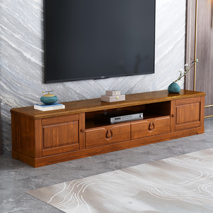 中式实木电视柜现代简约影视柜小户型客厅实木家具储物地柜胡桃色