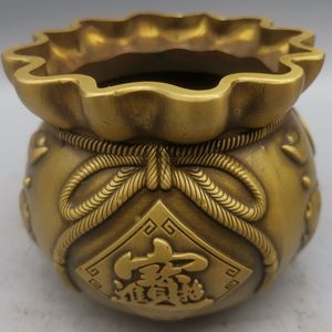 纯铜存钱罐摆件香炉福袋储蓄罐聚宝盆家用装饰香炉金钱袋礼品