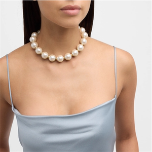 欧美外贸饰品oscardelarenta新款夸张时尚小众简约大颗珍珠项链女