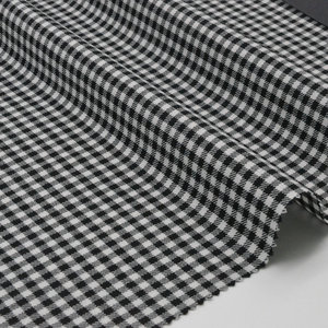 300克黑白小格子精纺西服毛呢面料  毛纺西装格子经典款羊毛布料