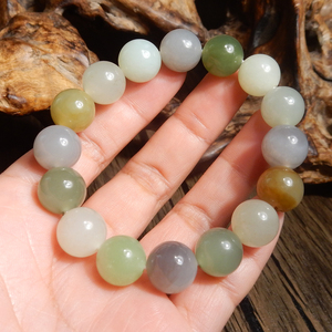 方言和田玉精品青海老料糖料晴水七彩多宝12mm圆珠男女手串手链a