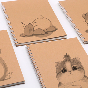 卡通牛皮纸硬壳线圈a3a4b5素描速写本 绘画画图本子diy定制