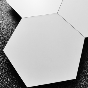 白色六边形马赛克墙贴黑色背景墙北欧黑白瓷砖自粘六角厨房纯色砖