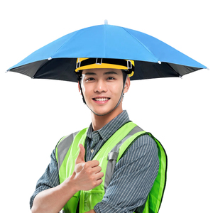 新款工地神器安全帽式头戴伞头盔伞帽防晒防雨轻便戴头上的防晒伞