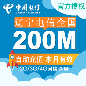 辽宁电信流量充值卡 全国200M流量叠加包 电信手机流量加油包Z