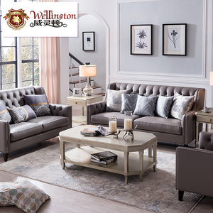 威灵顿 现代美式真皮沙发组合简美客厅套装家具轻奢沙发X801-29