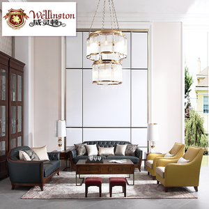 威灵顿 轻奢美式真皮沙发简美客厅沙发组合现代简约沙发X608-13