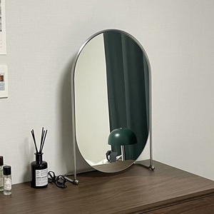 韩国风ins博主同款装饰镜简约设计感金属椭圆形梳妆台桌面化妆镜