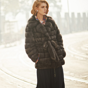 俄罗斯野生紫貂 中长款秋冬皮草外套pi289