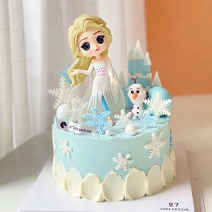 4代艾莎蛋糕装饰摆件爱莎冰雪主题女孩小朋友生日蛋糕装饰配件