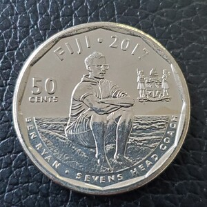 大洋洲 斐济 2017年 50分硬币 橄榄球赛夺冠奥运纪念币 全新unc