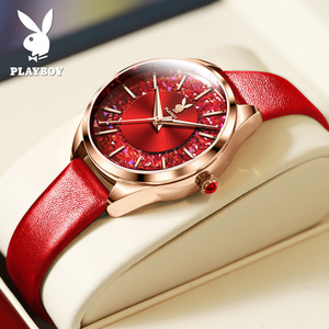 全新拍卖playboy花花公子品牌手表热卖时尚真皮女士手表女表