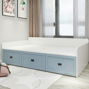 现代简约定制榻榻米床小户型卧室收纳单人床实木客厅沙发床踏踏米