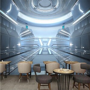 3d现代科技感背景墙壁纸互联网电子公司墙纸电竞馆人工智能ai墙布